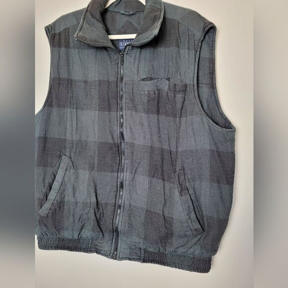 Vintage Green Buffalo Plaid Checked Vest Insulated Lumberjack Woodsman Large - Picture 3 of 7